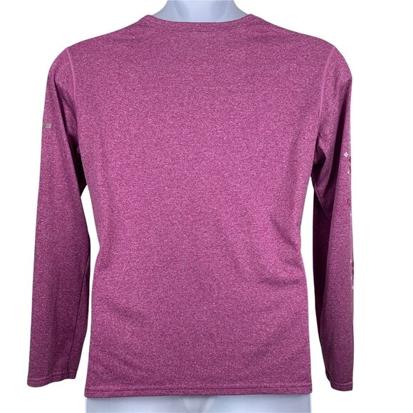 Brooks Size XL Top Long Sleeve Activewear Shirt Heathered Purple Floral Sleeve - Picture 2 of 7
